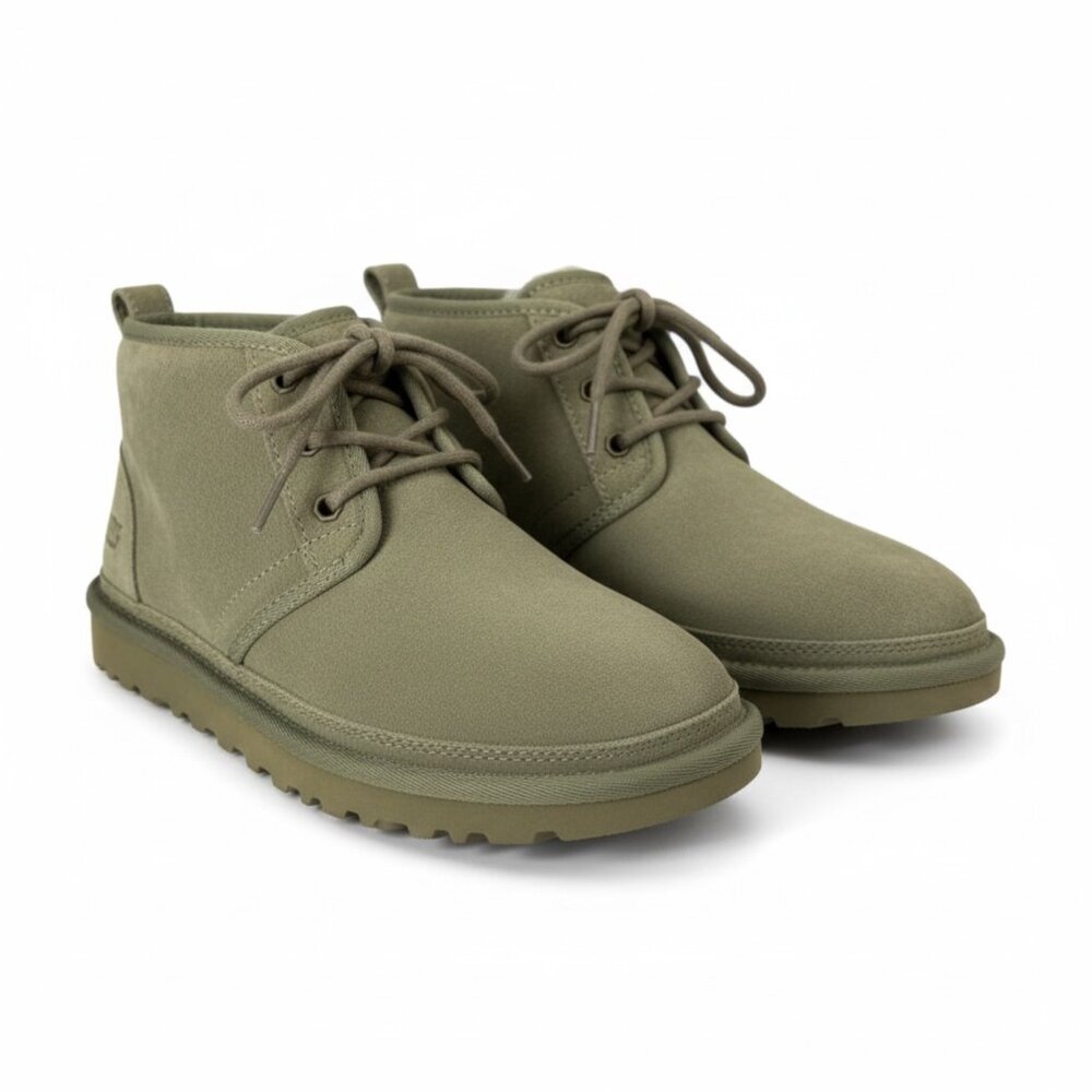 NIB UGG Neumel Chukka Olive Green Suede Boot Women's EU 38 US 7 UK 5 Fur Lined